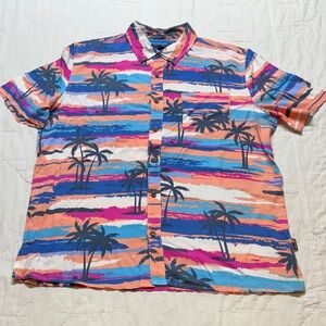 Margaritaville Tropical Beach & Palm Tree Button-Down Hawaiian Style Shirt M NWT